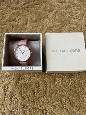 Michael Kors Rose Gold Case Watch with Pink Leather Strap (needs new battery)